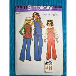 Simplicity 7691 pattern girls pants reversible tunic size 14